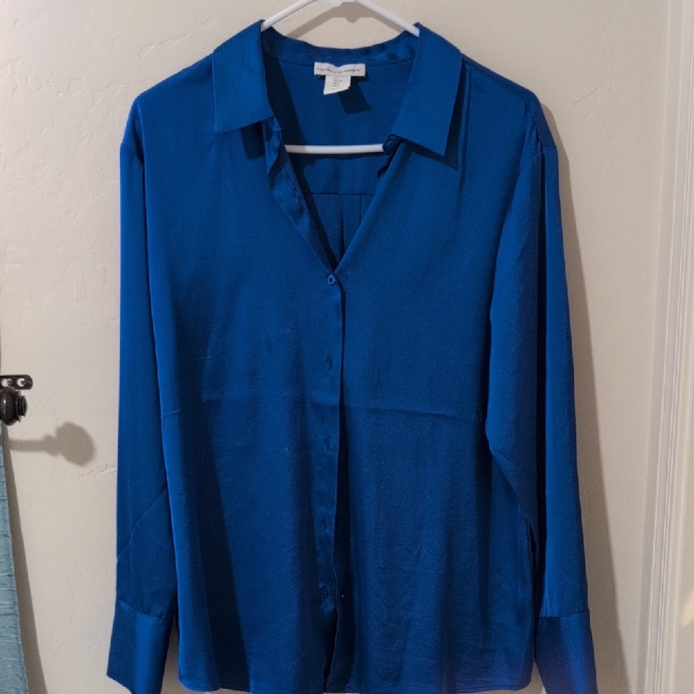 Cupcakes & Cashmere Royal Blue Button Down Shirt